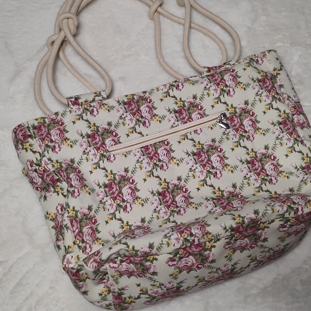 Mint Floral Oversize Canvas Bag